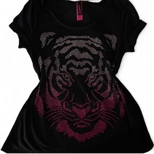 La SENZA Black and Pink Tiger Graphic Tee